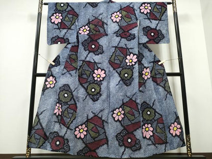 平和屋着物∴夏物 浴衣 有松鳴海絞り 舞花文 綿 逸品 CABB6476ng