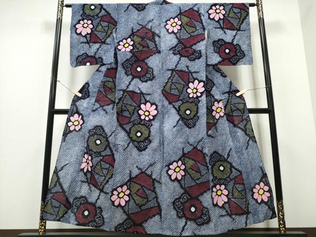 平和屋着物∴夏物 浴衣 有松鳴海絞り 舞花文 綿 逸品 CABB6476ng