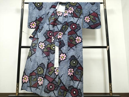 平和屋着物∴夏物 浴衣 有松鳴海絞り 舞花文 綿 逸品 CABB6476ng