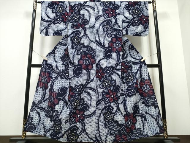平和屋着物∴夏物 浴衣 有松鳴海絞り 花唐草文 綿 逸品 CABB6477ng