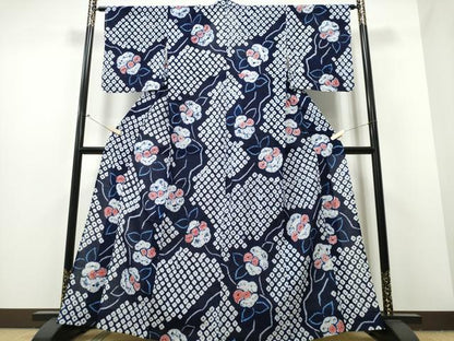 平和屋着物∴夏物 浴衣 有松鳴海絞り 舞花文 綿 逸品 未使用 CABB6478ng
