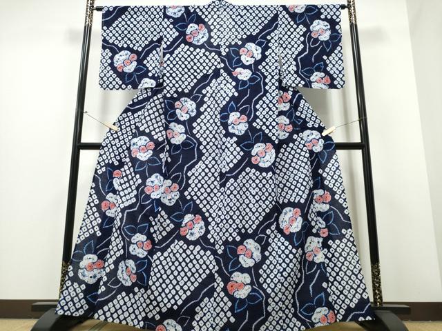 平和屋着物∴夏物 浴衣 有松鳴海絞り 舞花文 綿 逸品 未使用 CABB6478ng