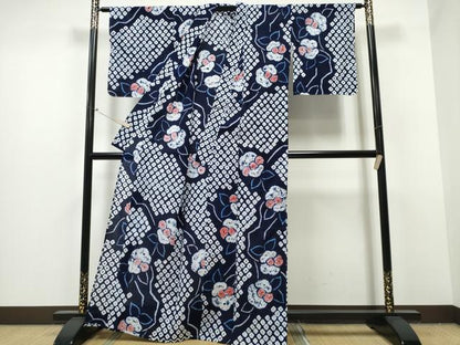 平和屋着物∴夏物 浴衣 有松鳴海絞り 舞花文 綿 逸品 未使用 CABB6478ng