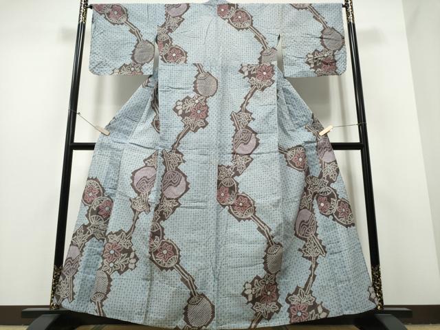 平和屋着物∴夏物 浴衣 有松鳴海絞り 団扇花文 綿 逸品 CABB6479ng