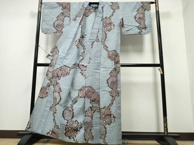 平和屋着物∴夏物 浴衣 有松鳴海絞り 団扇花文 綿 逸品 CABB6479ng