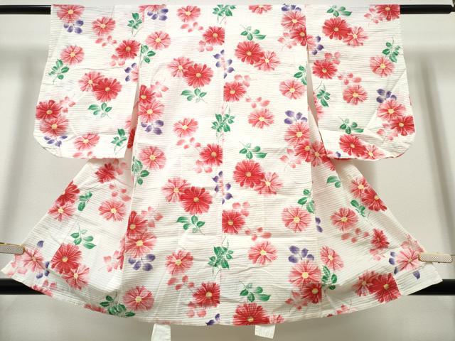 平和屋着物∴夏物 浴衣 子供 女の子 舞花文 綿 逸品 CABB6481ng