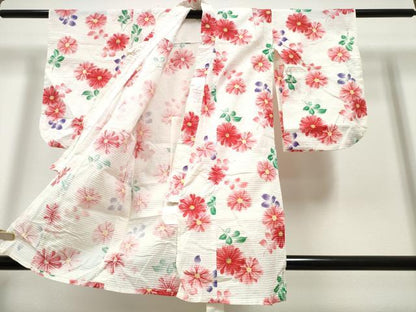 平和屋着物∴夏物 浴衣 子供 女の子 舞花文 綿 逸品 CABB6481ng