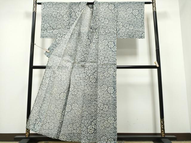 平和屋着物∴夏物 浴衣 綿紅梅 源氏車重ね文 綿 逸品 CABB6482ng