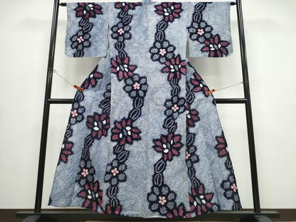 平和屋着物∴夏物 浴衣 有松鳴海絞り 舞花文 綿 逸品 CABB6523ng