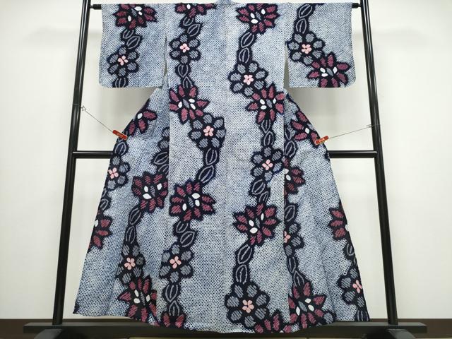 平和屋着物∴夏物 浴衣 有松鳴海絞り 舞花文 綿 逸品 CABB6523ng