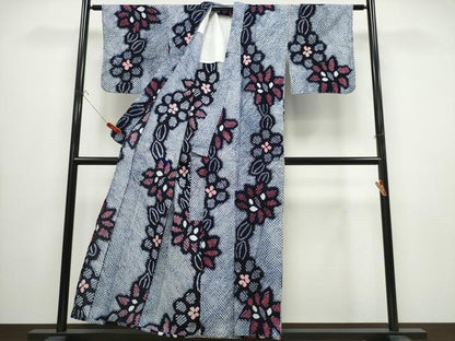 平和屋着物∴夏物 浴衣 有松鳴海絞り 舞花文 綿 逸品 CABB6523ng