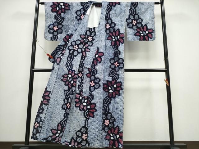 平和屋着物∴夏物 浴衣 有松鳴海絞り 舞花文 綿 逸品 CABB6523ng
