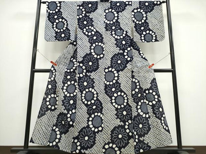 平和屋着物∴夏物 浴衣 有松鳴海絞り 舞菊文 綿 逸品 CABB6524ng