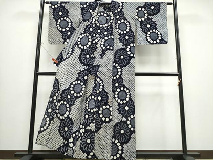 平和屋着物∴夏物 浴衣 有松鳴海絞り 舞菊文 綿 逸品 CABB6524ng