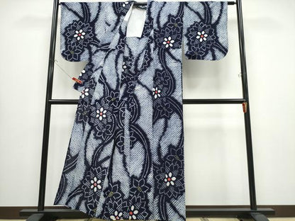 平和屋着物∴夏物 浴衣 有松鳴海絞り 舞草花文 綿 逸品 CABB6526ng