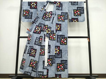 平和屋着物∴夏物 浴衣 有松鳴海絞り 色紙重ね花文 綿 逸品 CABB6528ng