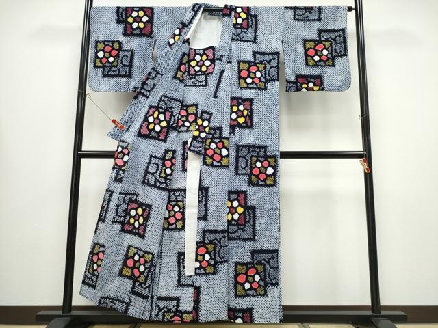 平和屋着物∴夏物 浴衣 有松鳴海絞り 色紙重ね花文 綿 逸品 CABB6528ng