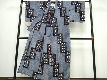 平和屋着物∴夏物　浴衣　有松鳴海絞り　幾何学文様　綿　逸品　CABB6530ng