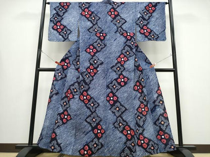 平和屋着物∴夏物 浴衣 有松鳴海絞り 舞花文 綿 逸品 CABB6531ng