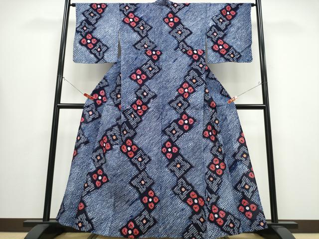 平和屋着物∴夏物 浴衣 有松鳴海絞り 舞花文 綿 逸品 CABB6531ng