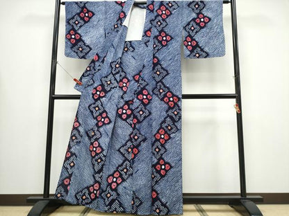 平和屋着物∴夏物 浴衣 有松鳴海絞り 舞花文 綿 逸品 CABB6531ng