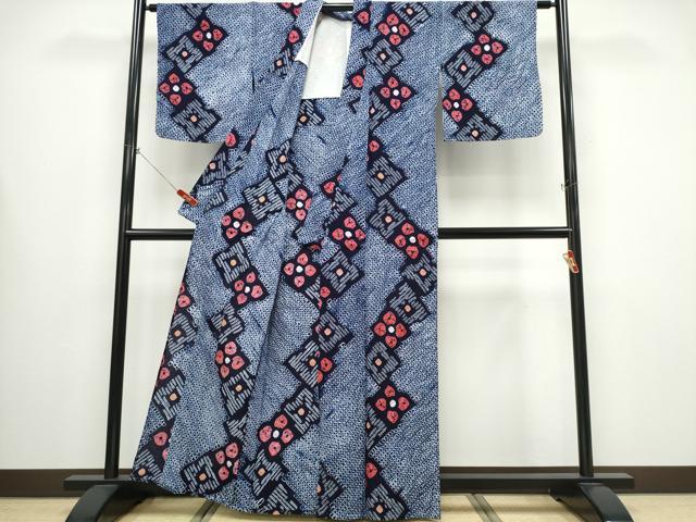 平和屋着物∴夏物 浴衣 有松鳴海絞り 舞花文 綿 逸品 CABB6531ng