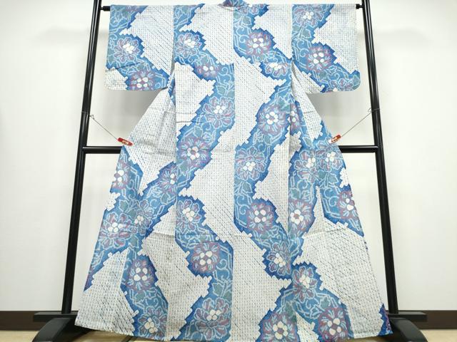 平和屋着物∴夏物 浴衣 有松鳴海絞り 枝花文 綿 逸品 未使用 CABB6535ng