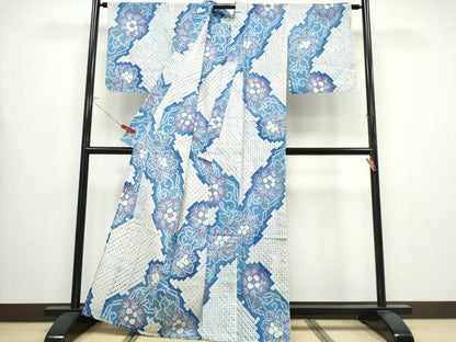 平和屋着物∴夏物 浴衣 有松鳴海絞り 枝花文 綿 逸品 未使用 CABB6535ng