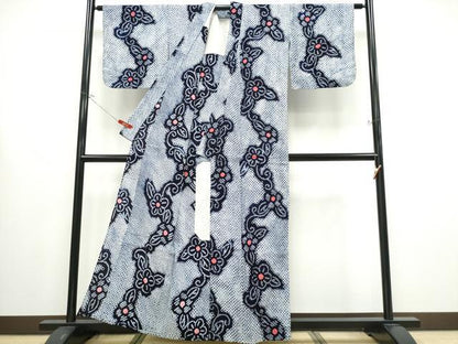 平和屋着物∴夏物 浴衣 有松鳴海絞り 花唐草文 綿 逸品 CABB6536ng
