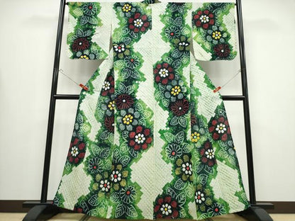 平和屋着物∴夏物 浴衣 有松鳴海絞り 舞花文 綿 逸品 CABB6537ng