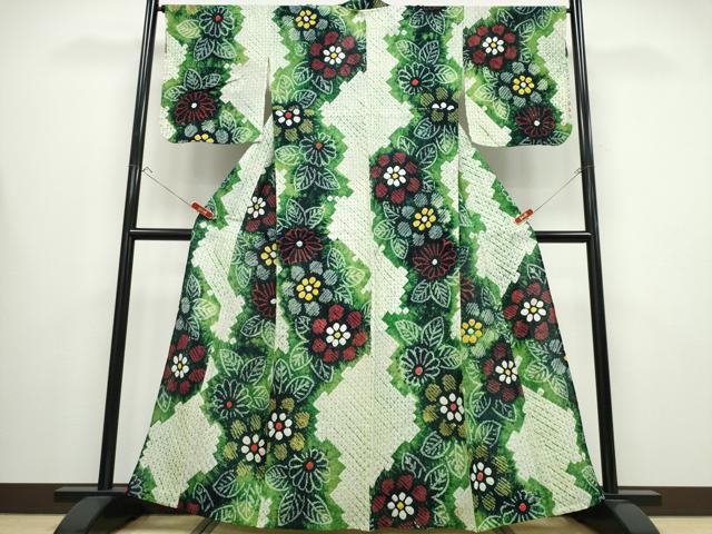 平和屋着物∴夏物 浴衣 有松鳴海絞り 舞花文 綿 逸品 CABB6537ng