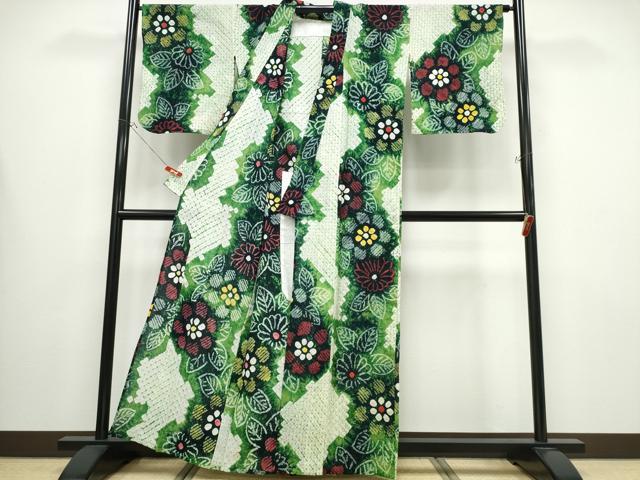 平和屋着物∴夏物 浴衣 有松鳴海絞り 舞花文 綿 逸品 CABB6537ng