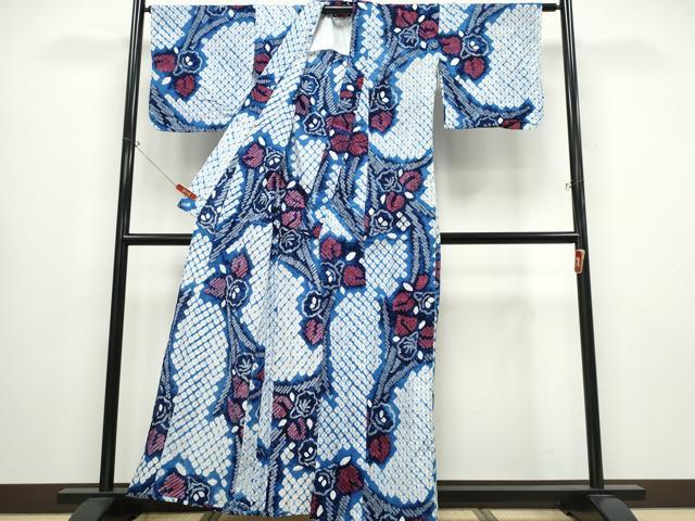 平和屋着物∴夏物 浴衣 有松鳴海絞り 草花文 綿 逸品 CABB6539ng