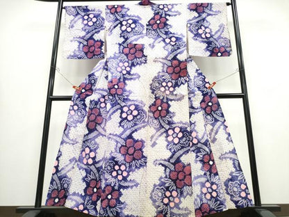平和屋着物∴夏物 浴衣 有松鳴海絞り 芝草舞花文 綿 逸品 CABB6540ng