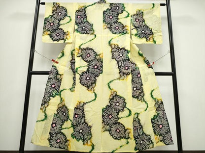 平和屋着物∴夏物 浴衣 有松鳴海絞り 流水菊文 綿 逸品 未使用 CABB6543ng