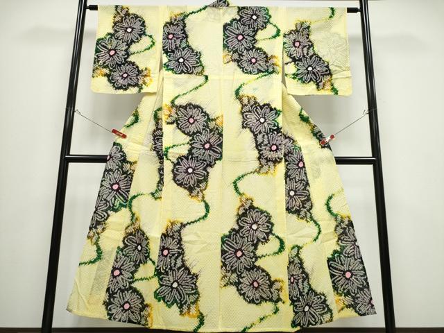 平和屋着物∴夏物 浴衣 有松鳴海絞り 流水菊文 綿 逸品 未使用 CABB6543ng