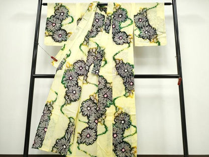 平和屋着物∴夏物 浴衣 有松鳴海絞り 流水菊文 綿 逸品 未使用 CABB6543ng