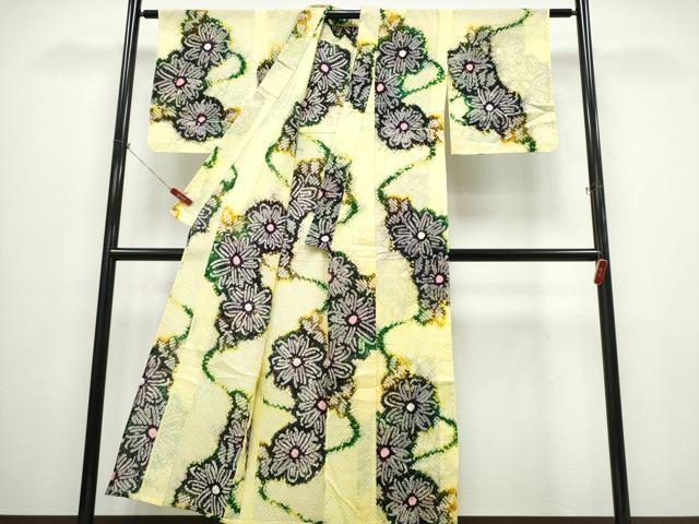 平和屋着物∴夏物 浴衣 有松鳴海絞り 流水菊文 綿 逸品 未使用 CABB6543ng