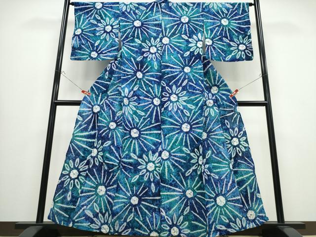 平和屋着物∴夏物 浴衣 有松鳴海絞り 花火 綿 逸品 CABB6544ng