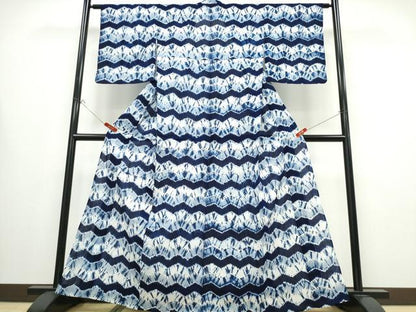 平和屋着物∴夏物　浴衣　有松鳴海絞り　変わり横段文　松坂屋扱い　綿　逸品　未使用　CABB6545ng