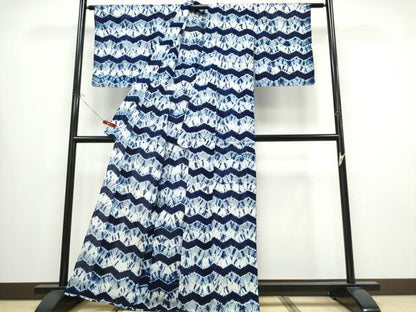 平和屋着物∴夏物　浴衣　有松鳴海絞り　変わり横段文　松坂屋扱い　綿　逸品　未使用　CABB6545ng