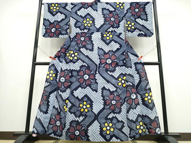 平和屋着物∴夏物 浴衣 有松鳴海絞り 流水舞花文 綿 逸品 CABB6546ng