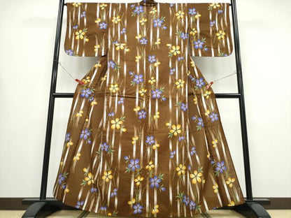 平和屋着物∴夏物 浴衣 綿紅梅 舞花間道 綿 逸品 CABB6548ng