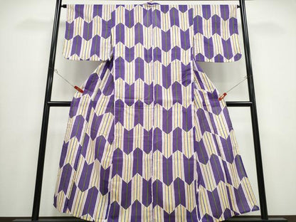 平和屋着物∴夏物　浴衣　綿紅梅　矢羽根文　綿　逸品　CABB6549ng