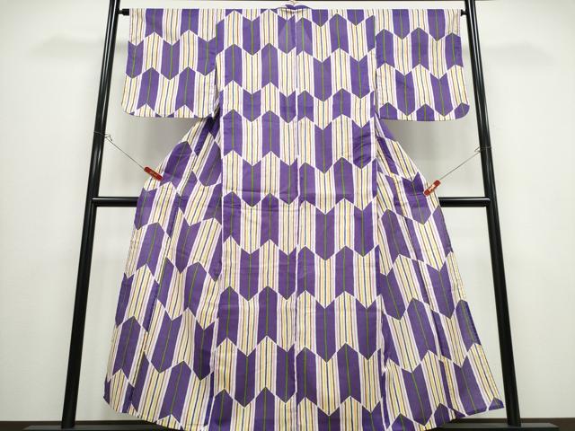 平和屋着物∴夏物　浴衣　綿紅梅　矢羽根文　綿　逸品　CABB6549ng