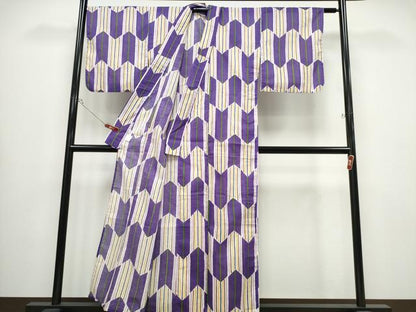 平和屋着物∴夏物　浴衣　綿紅梅　矢羽根文　綿　逸品　CABB6549ng