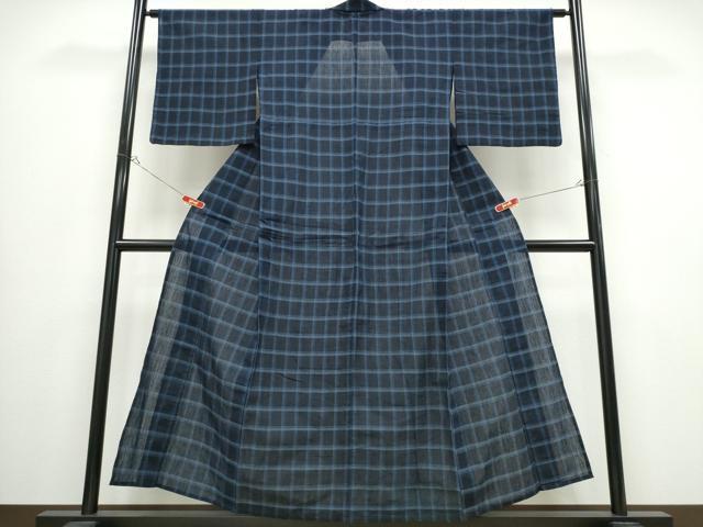 平和屋着物∴夏物 阿波しじら織 浴衣 格子柄 綿 逸品 CABB6550ng
