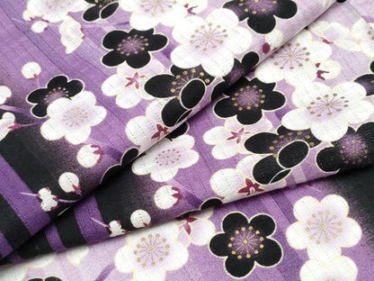 平和屋着物∴夏物 浴衣 市松枝梅文 金彩 綿 逸品 CABB6551ng