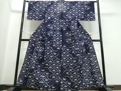 平和屋着物∴夏物 浴衣 綿絽 芝草笹文 綿 逸品 未使用 CABB6561ng