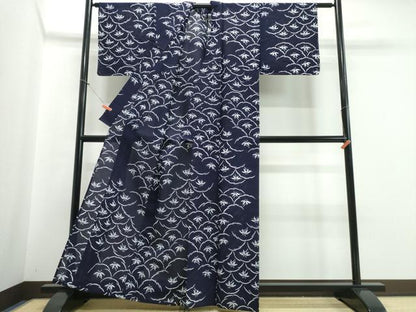 平和屋着物∴夏物 浴衣 綿絽 芝草笹文 綿 逸品 未使用 CABB6561ng